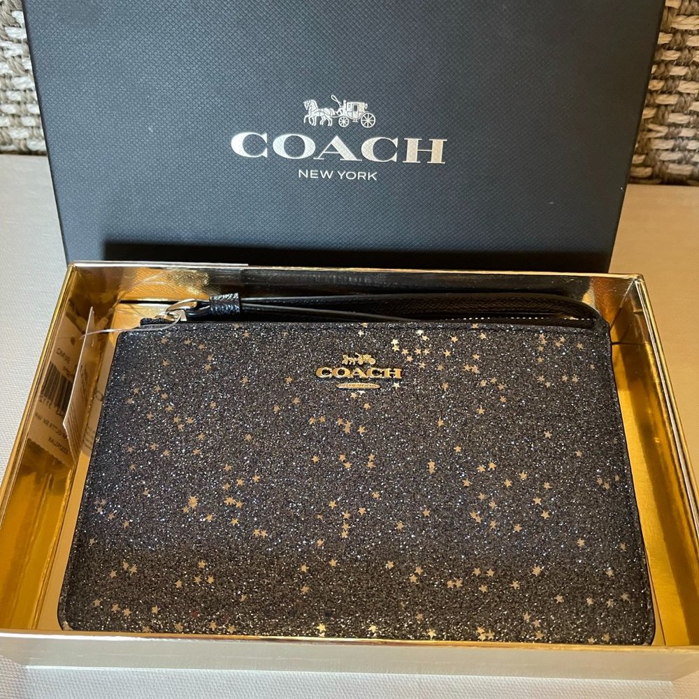 Coach Star Glitter Wristlet - Black